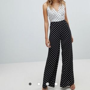 Missguided Mixed Stap Polka Dot Jumpsuit